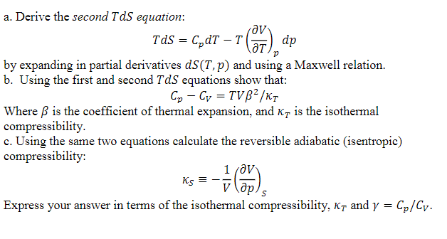 Solved A Derive The Second Tds Equation Tds Cydt T Chegg Com