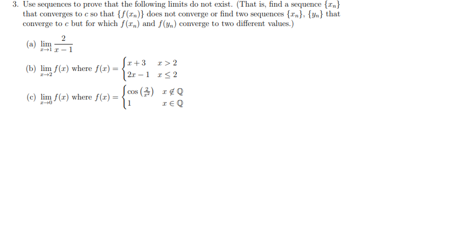 Solved 3. Use Sequences To Prove That The Following Limits | Chegg.com