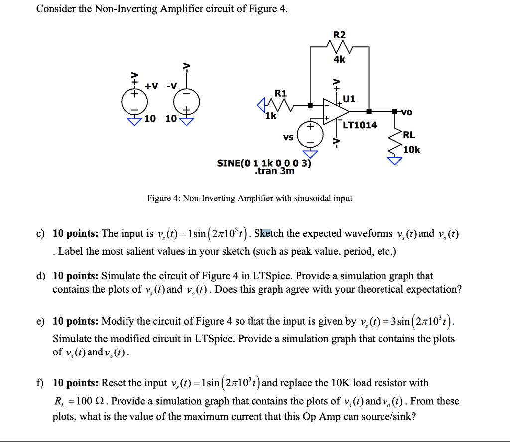 Solved Consider the NonInverting Amplifier circuit of