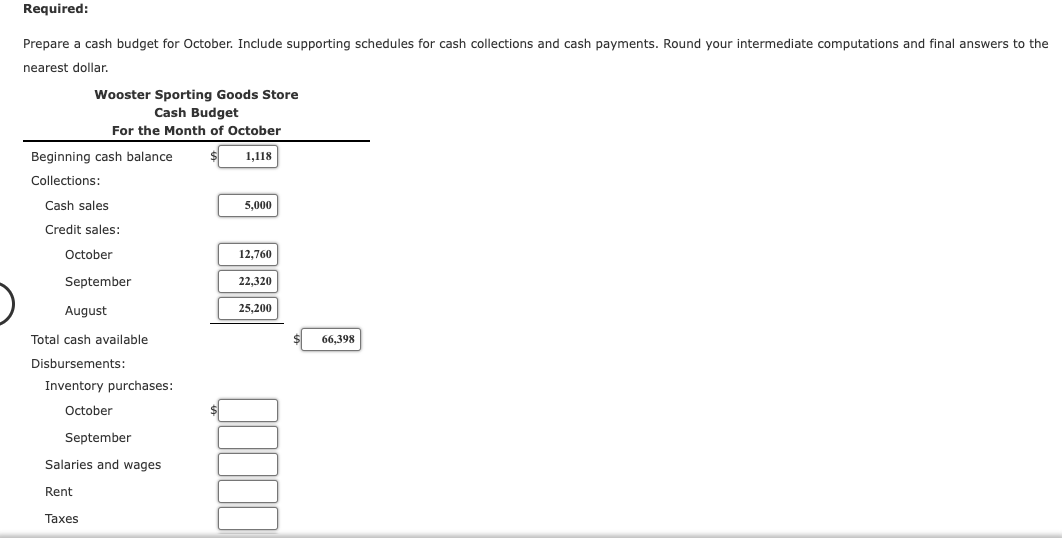 Solved Cash Budget Wooster owns a retail store that