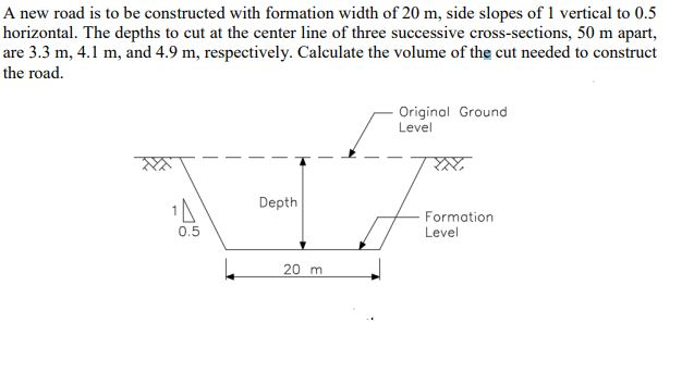 Solved A New Road Is To Be Constructed With Formation Width | Chegg.com