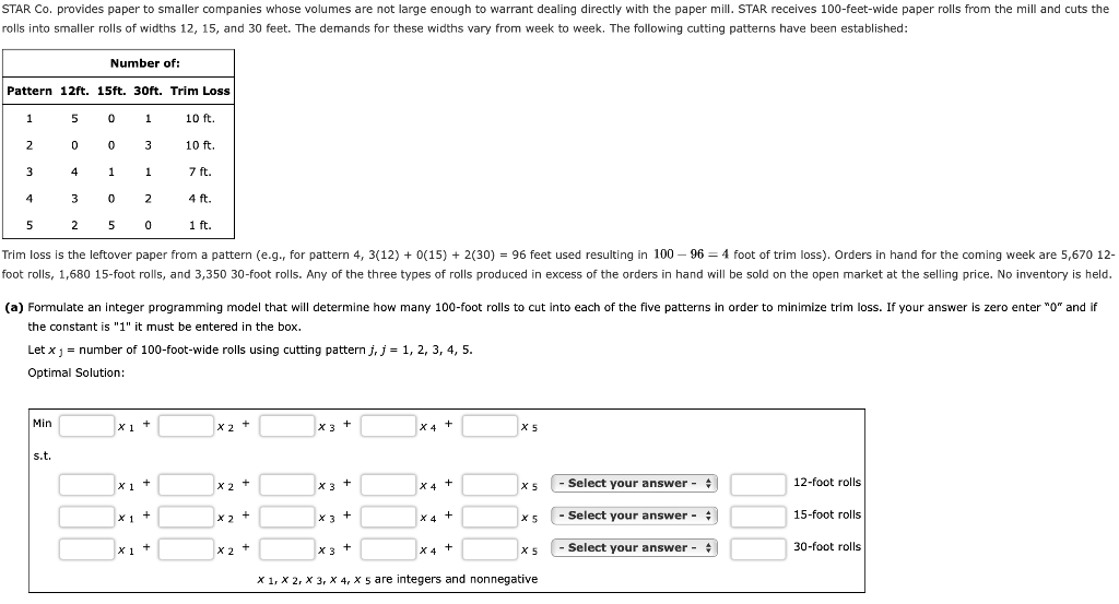 Solved Trim loss is the leftover paper from a pattern (e.g.,