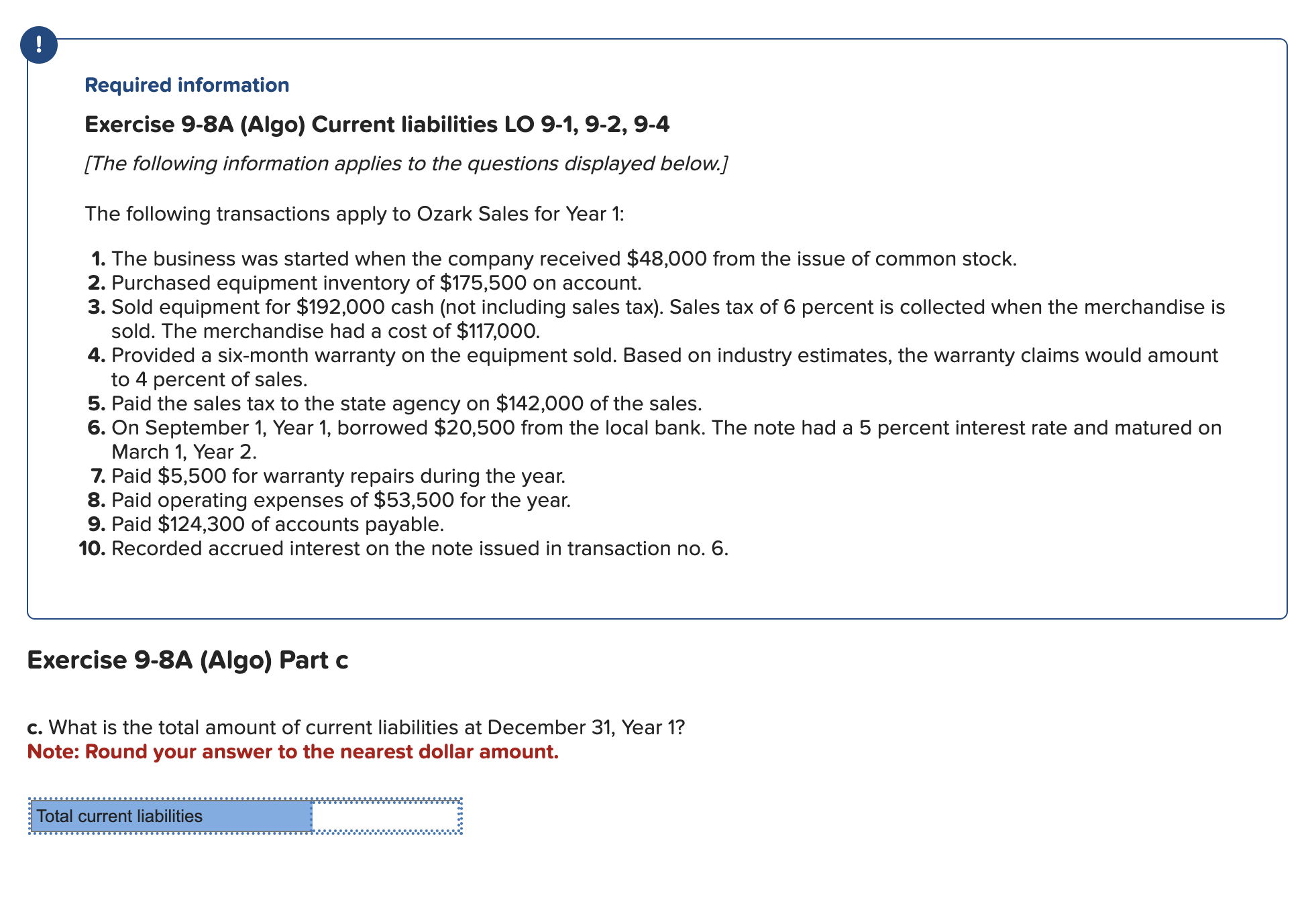 Solved required informationexercise 9 8a algo current chegg