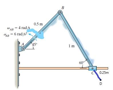 Solved Determine the acceleration of point D using scalar | Chegg.com