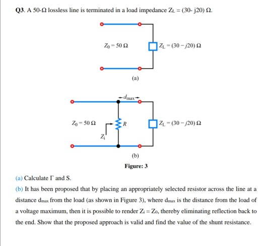 Solved Q3. A 50-2 lossless line is terminated in a load | Chegg.com