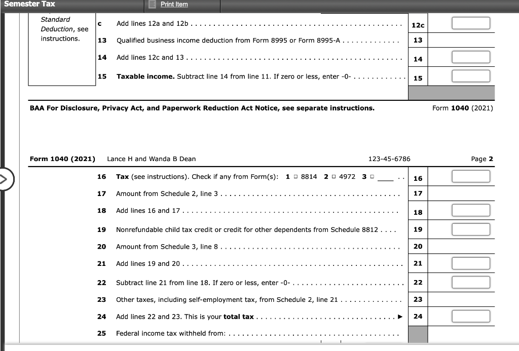 Complete Form 1040 below for Lance and Wanda | Chegg.com Complete Form 1040 below for Lance and Wanda | Chegg.com