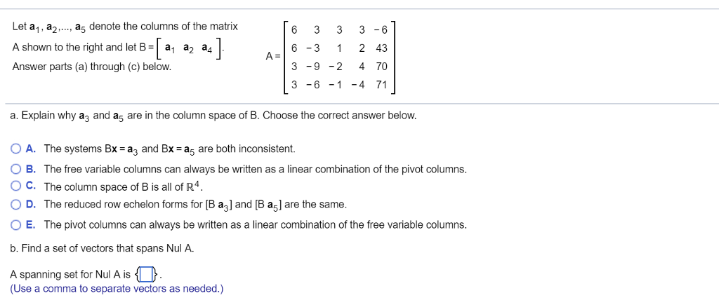 Solved Let A1,a.. A5 Denote The Columns Of The Matrix A | Chegg.com