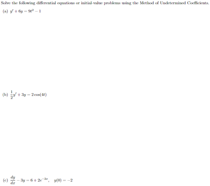Solved Solve The Following Differential Equations Or | Chegg.com