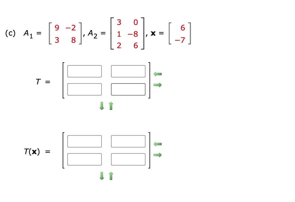 Solved T1(x)=A1x and T2(x)=A2x be defined by the following | Chegg.com