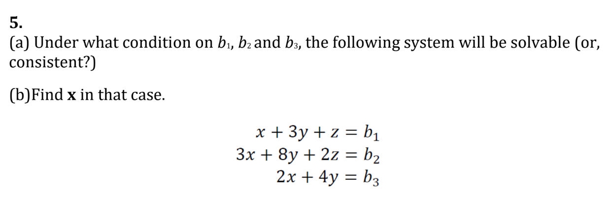 Solved (a) Under What Condition On B1,b2 And B3, The | Chegg.com