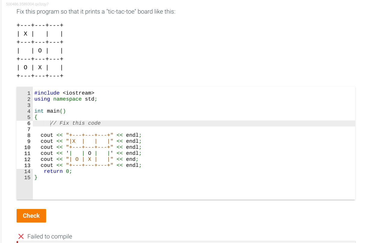 Solved Fix this program so that it prints a "tic-tac-toe" | Chegg.com