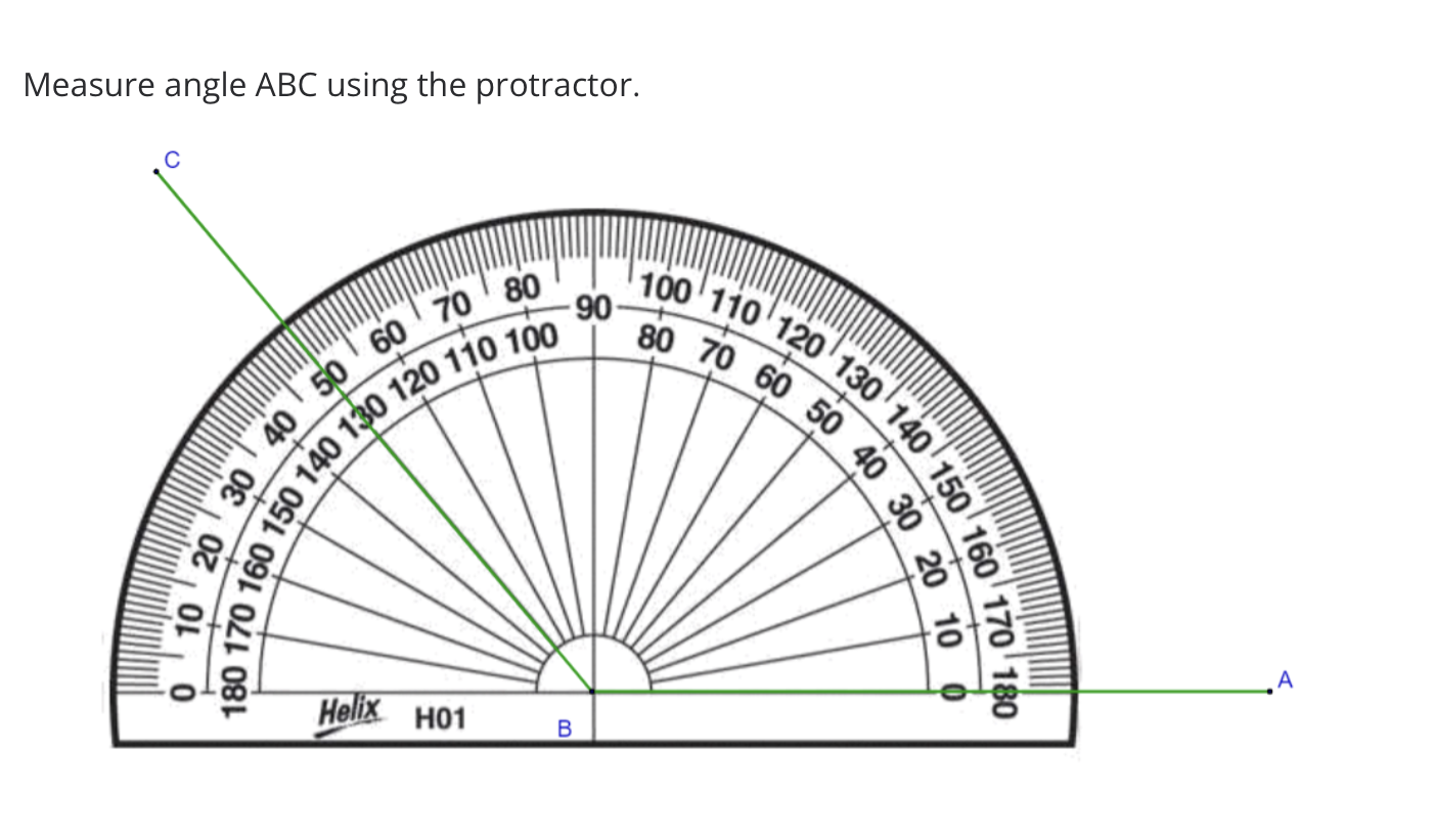 Solved Measure angle ABC using the protractor. | Chegg.com