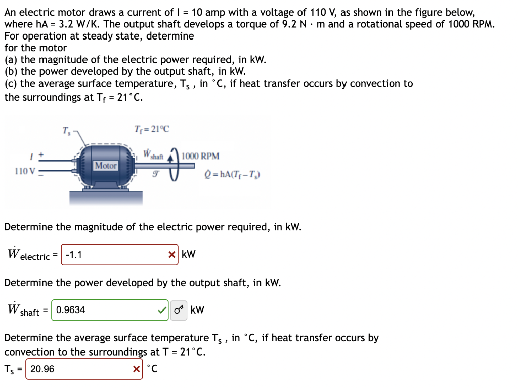 Solved An Electric Motor Draws A Current Of I=10amp With A | Chegg.com