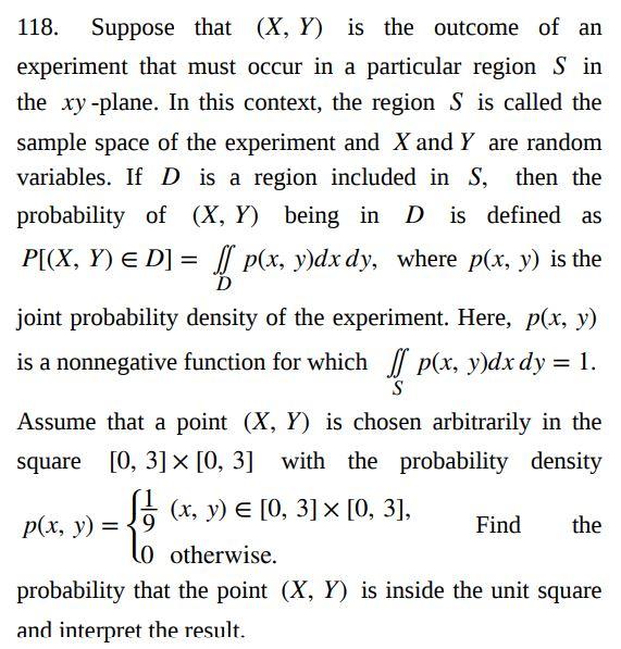 Solved 118 Suppose That X Y Is The Outcome Of An Expe Chegg Com