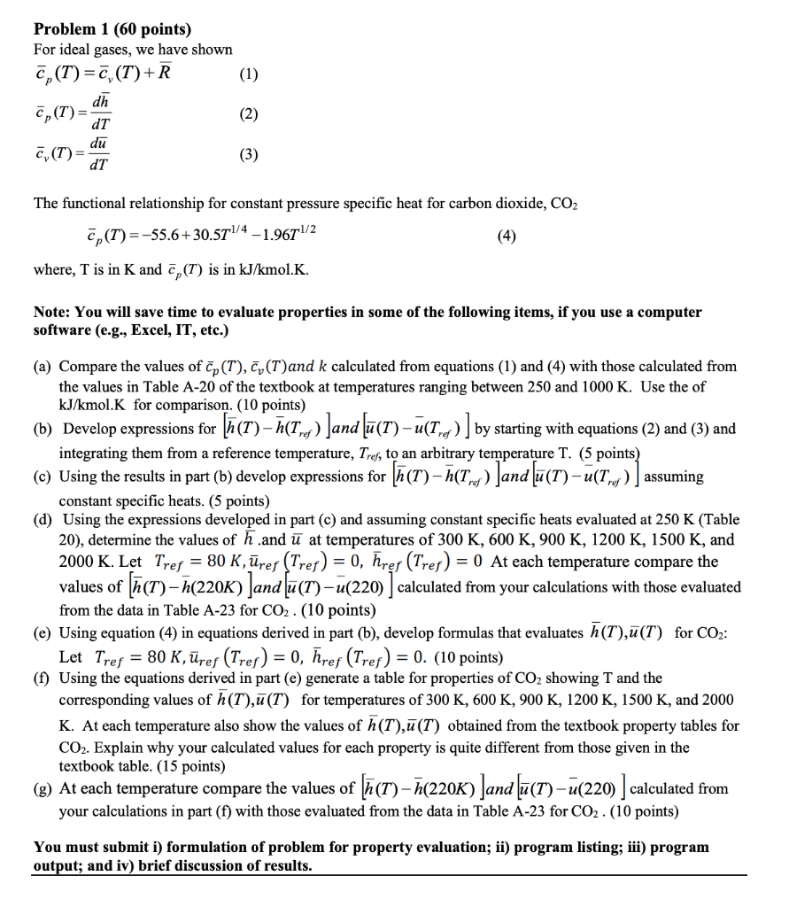 Problem 1 60 Points For Ideal Gases We Have Sho Chegg Com