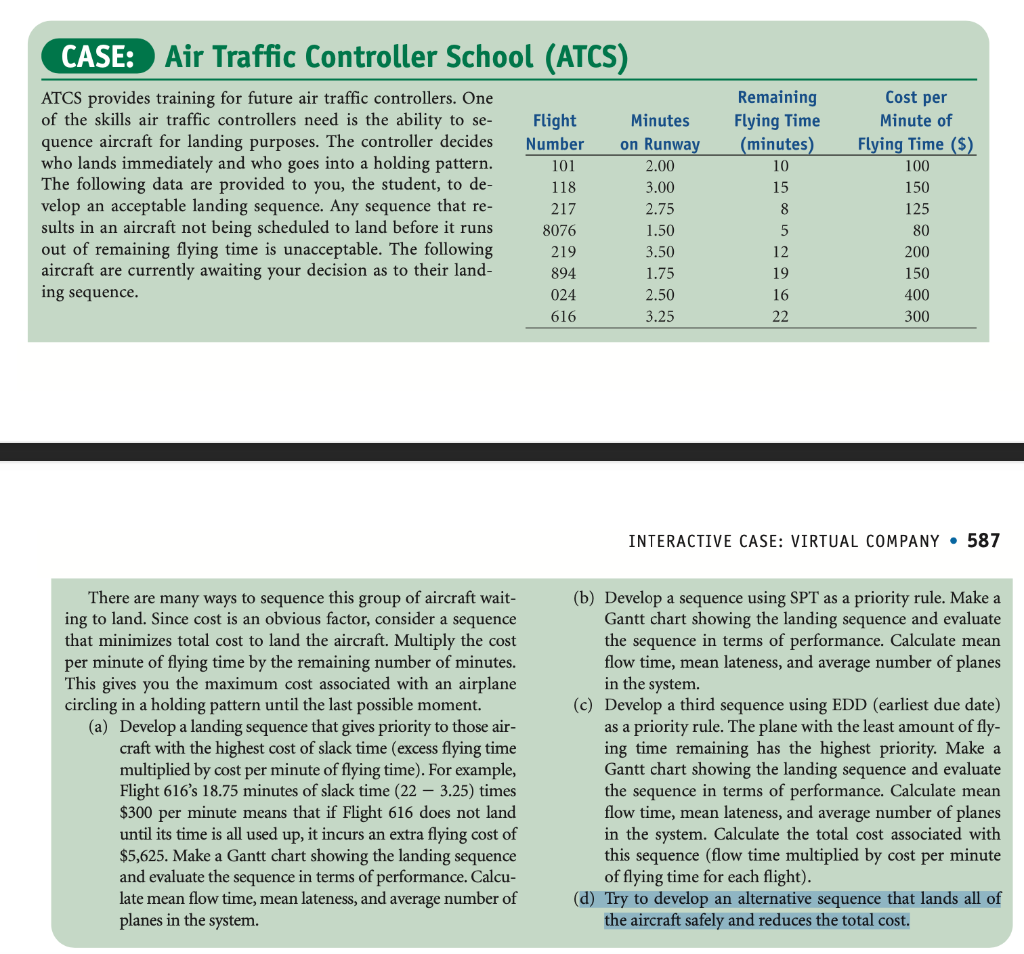 Solved CASE: Air Traffic Controller School (ATCS) ATCS