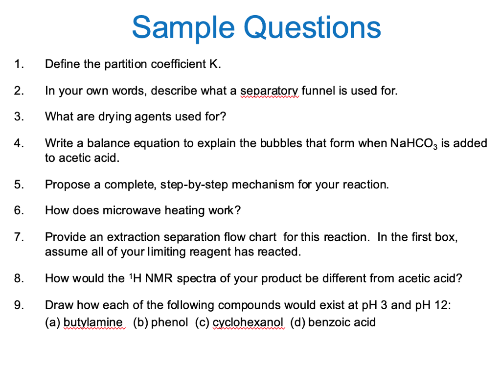 Solved Sample Questions 1. Define the partition coefficient