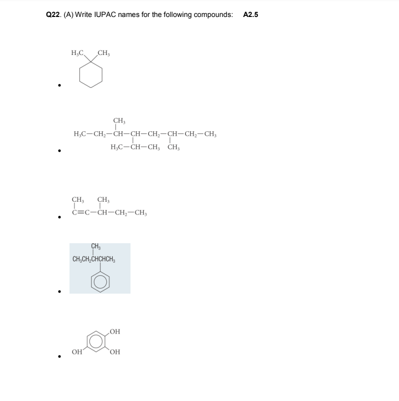 Solved Q22. (A) Write IUPAC names for the following | Chegg.com