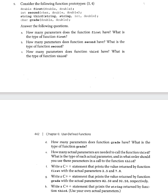 Solved 9 Consider The Following Function Prototypes 3 4