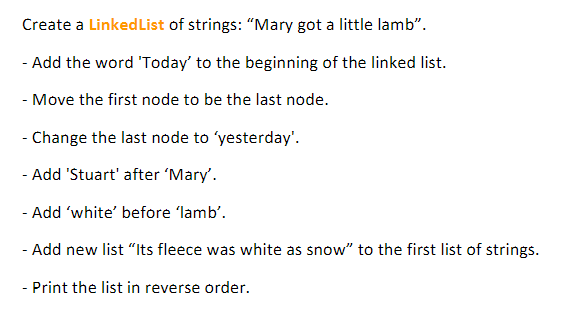 Solved Create a Linked List of strings: "Mary got a little | Chegg.com