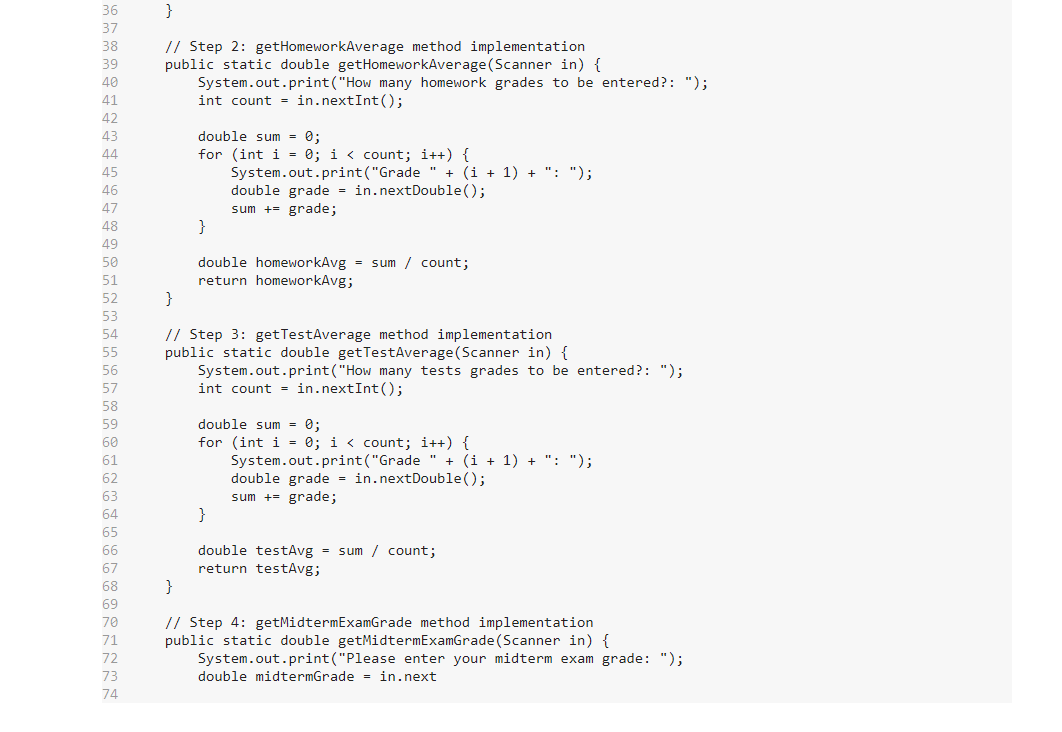 Solved 5.19 Programming Lab 2: Grade Calculator With Methods | Chegg.com