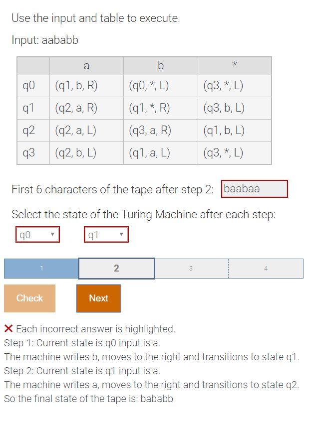 Solved Use The Input And Table To Execute. Input: Aababb Q0 | Chegg.com