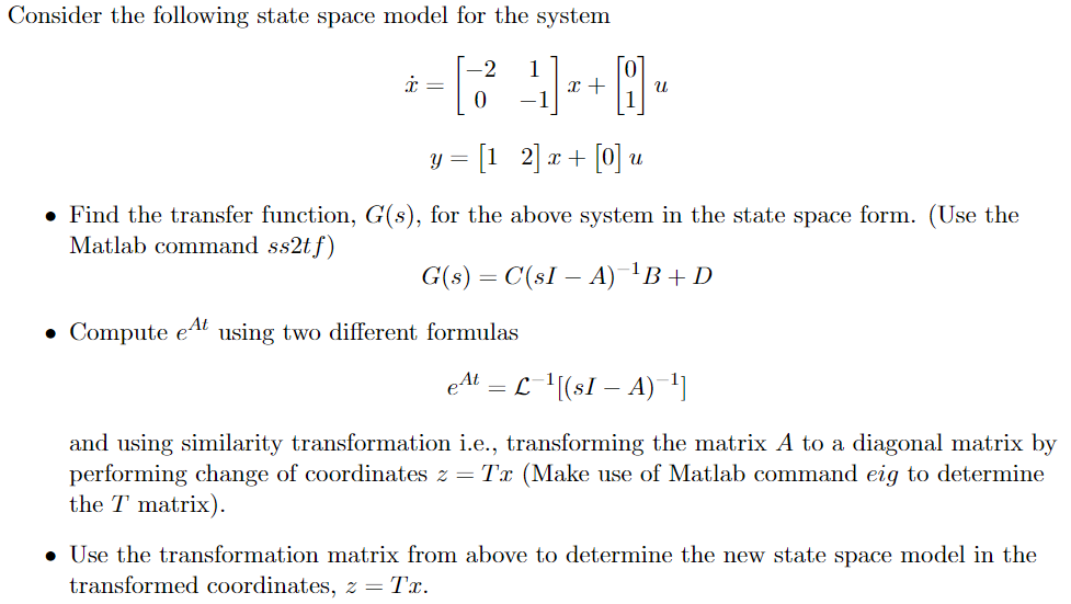 Solved Consider The Following State Space Model For The S Chegg Com