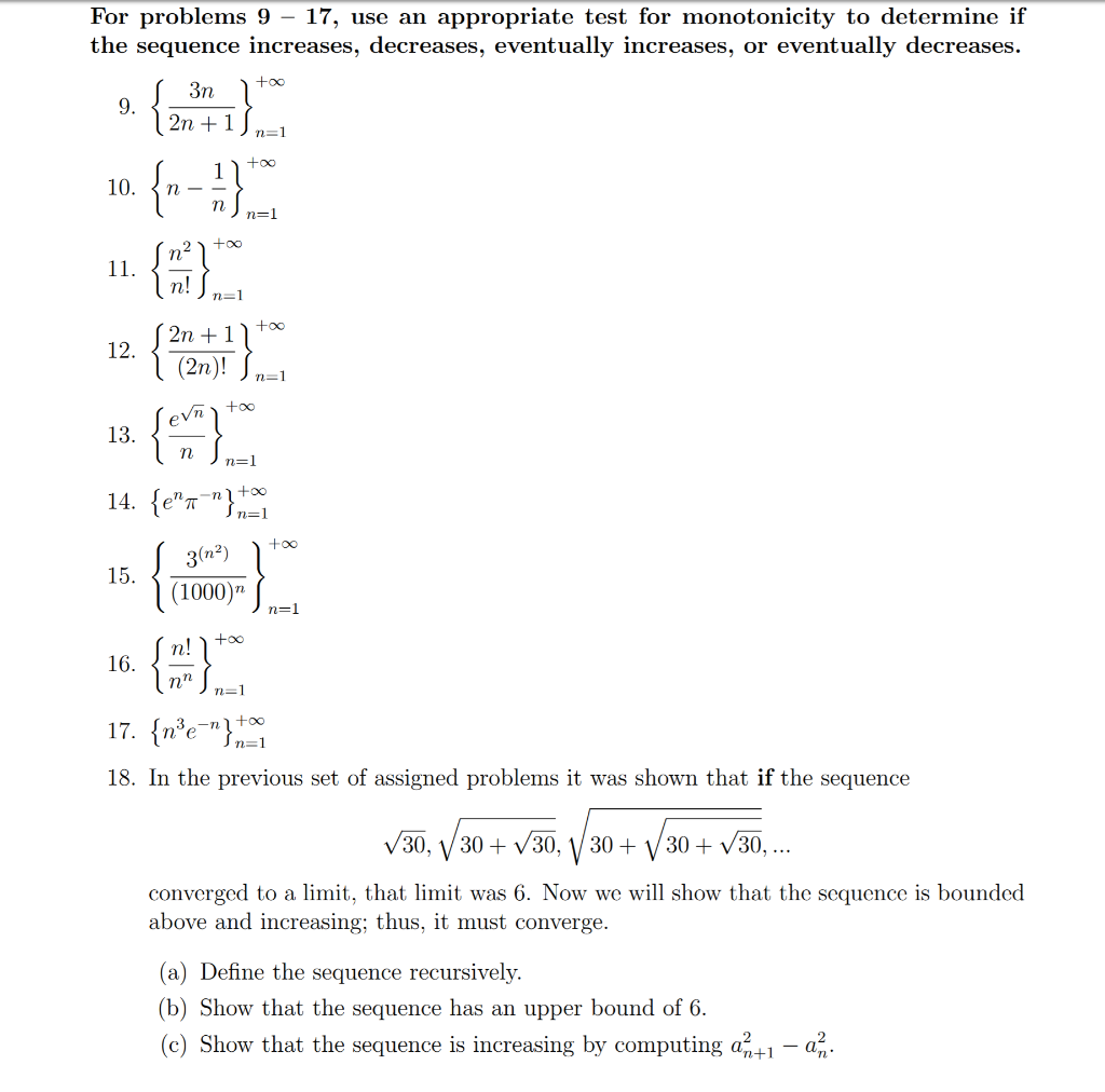 Solved For problems 9 - 17, use an appropriate test for | Chegg.com