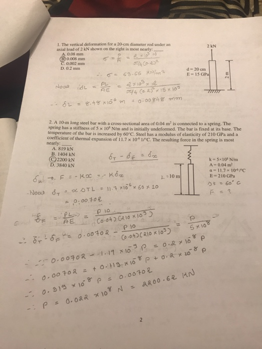 1、The vertical deformation for a 20-cm diameter rod | Chegg.com