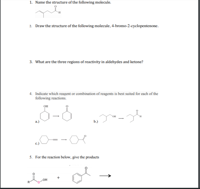 Solved 1. Name the structure of the following molecule. 2. | Chegg.com