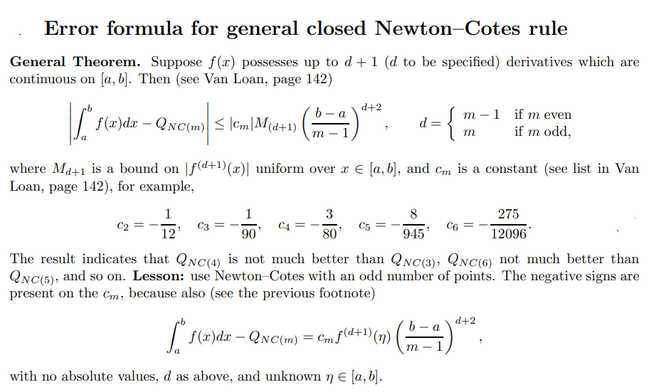 Solved 1. Use the error formula (see the notes quad2) for | Chegg.com