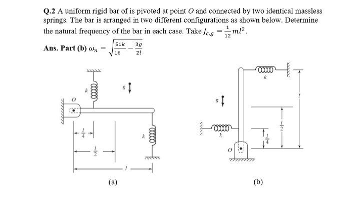 Solved Q.2 A uniform rigid bar of is pivoted at point O and | Chegg.com