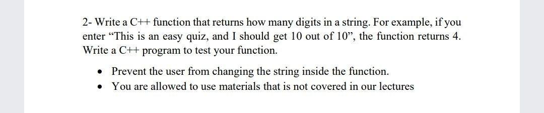 Solved 2- Write a C++ function that returns how many digits | Chegg.com