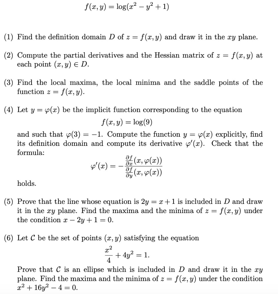 Solved F X Y Log X2 Y2 1 1 Find The Definition Chegg Com