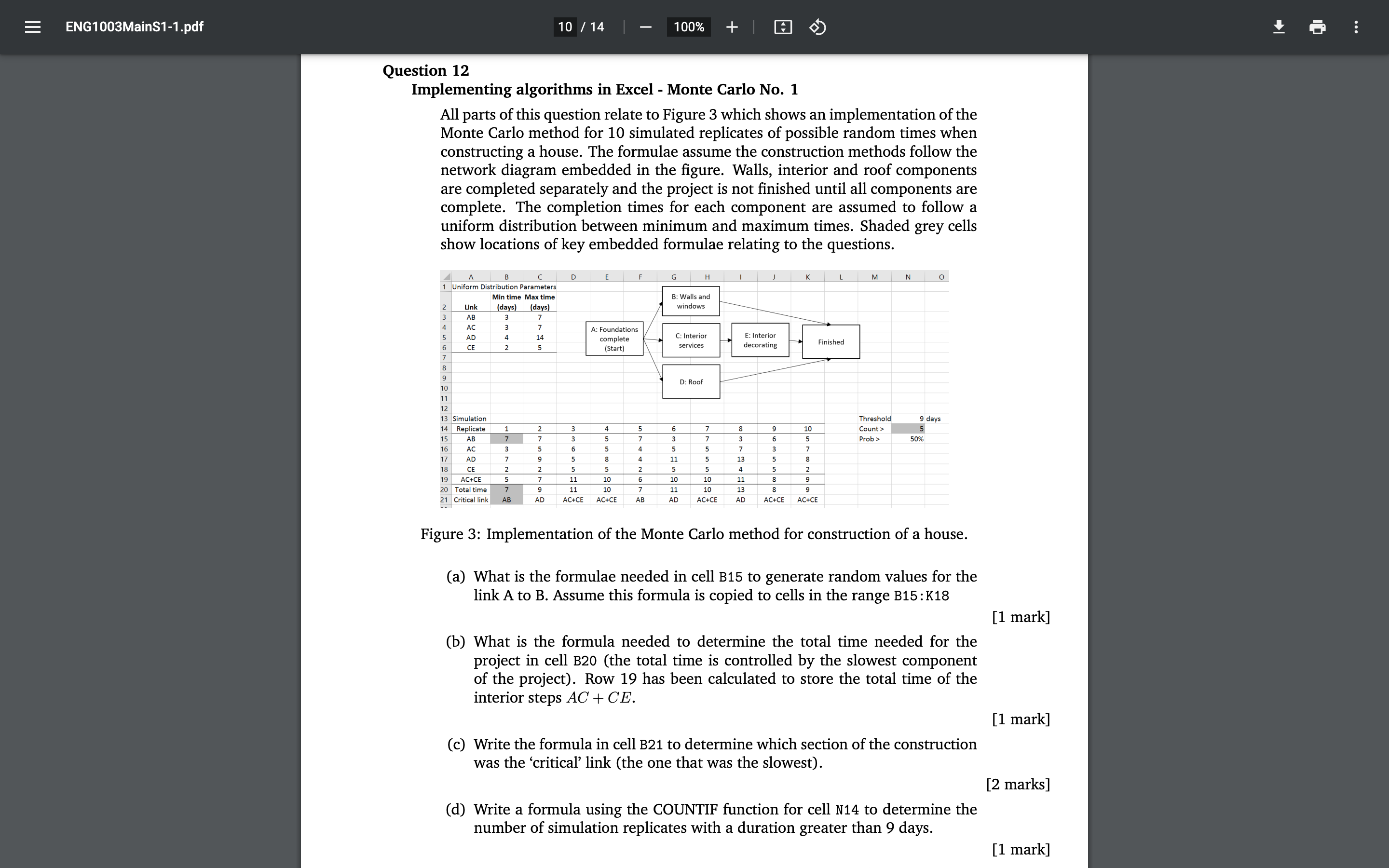 Solved Question 12 Implementing Algorithms In Excel - Monte | Chegg.com