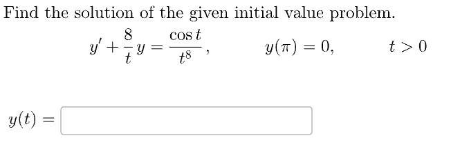 Solved Find The Solution Of The Given Initial Value Problem. | Chegg.com