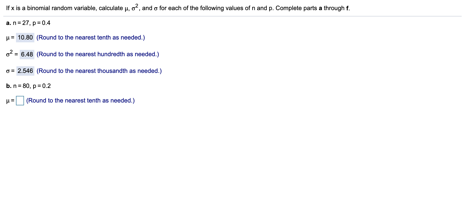Solved If x is a binomial random variable, calculate u, o>, | Chegg.com