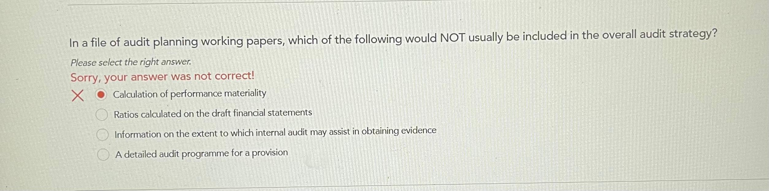 Solved In a file of audit planning working papers, which of | Chegg.com