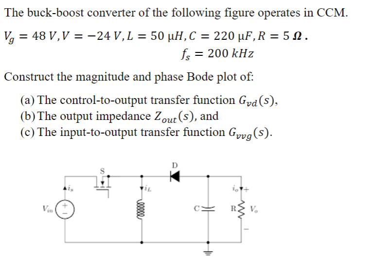 Solved The buck-boost converter of the following figure | Chegg.com