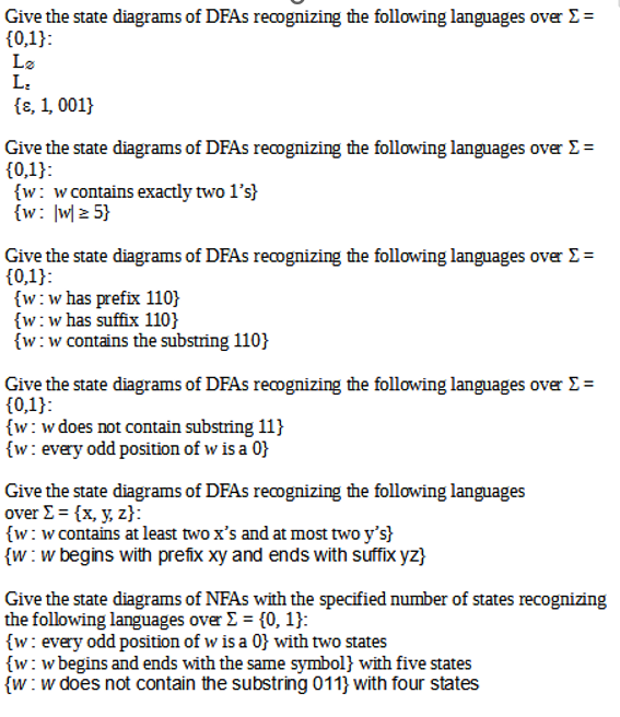 Solved Give The State Diagrams Of DFAs Recognizing The | Chegg.com