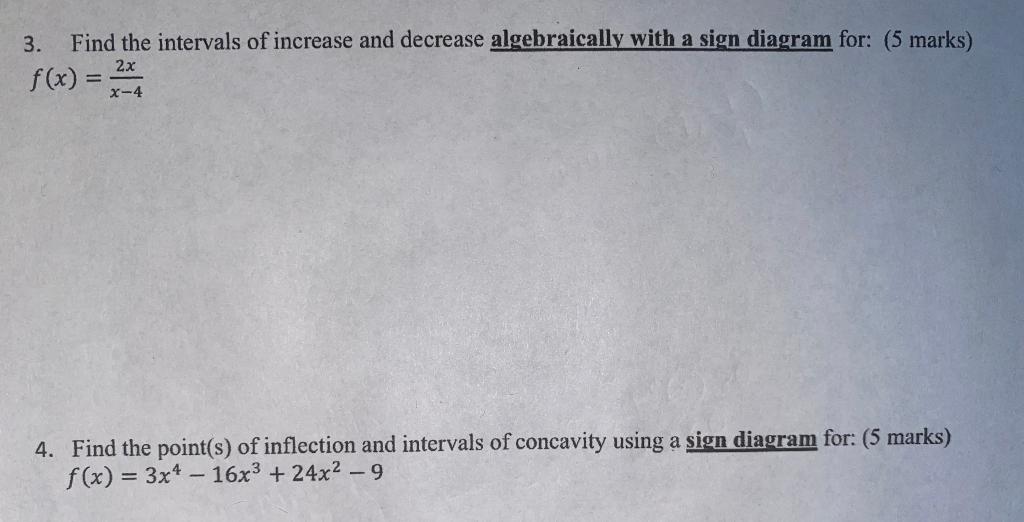 Solved 3. Find the intervals of increase and decrease | Chegg.com