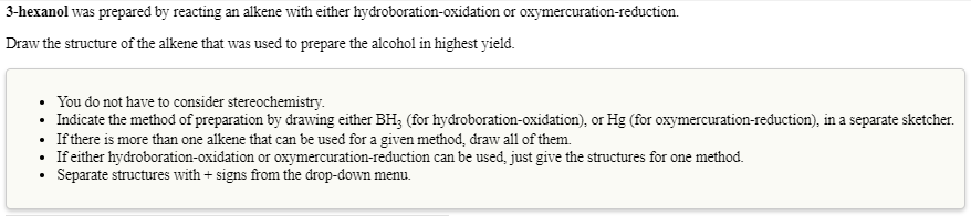 Solved 3-hexanol Was Prepared By Reacting An Alkene With 