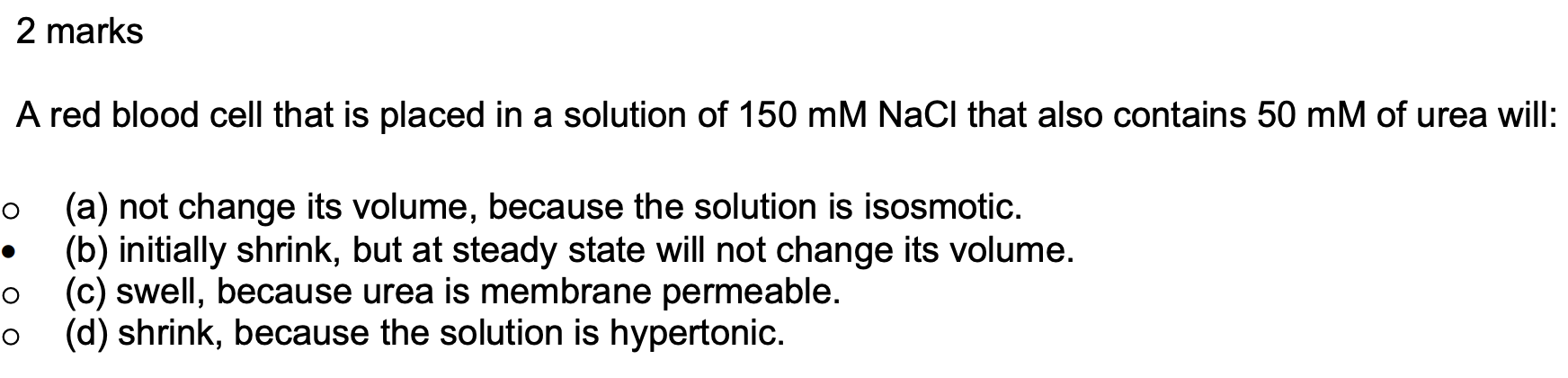 Solved A red blood cell that is placed in a solution of | Chegg.com
