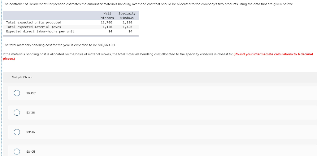 Solved The controller of Hendershot Corporation estimates