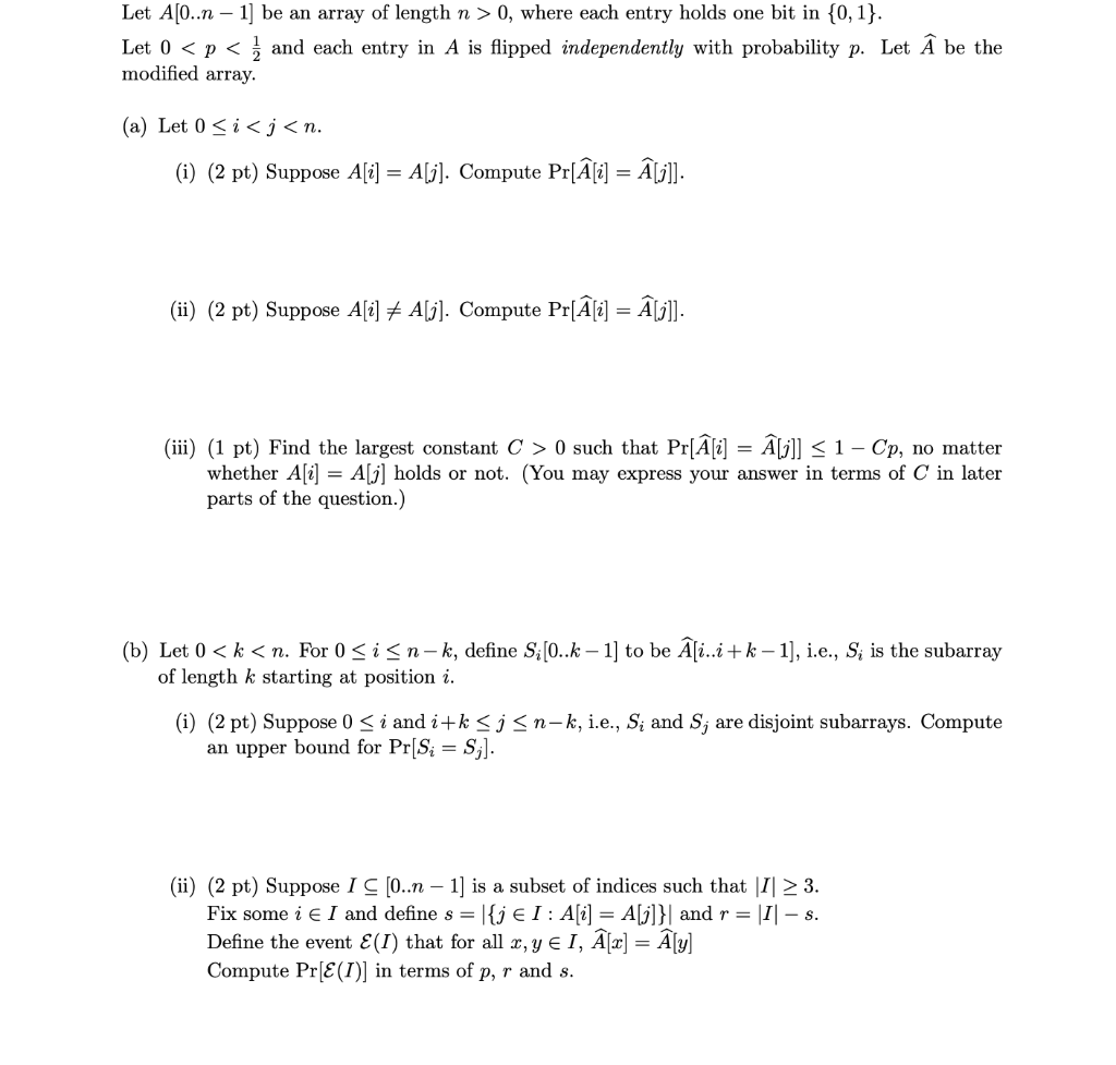 Let A O N 1 Be An Array Of Length N 0 Where Chegg Com