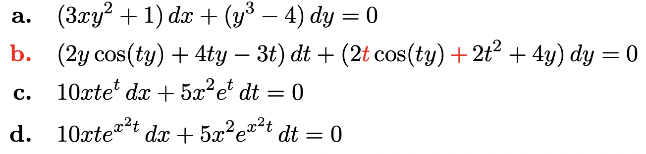 Solved For each of the following differential equations, | Chegg.com