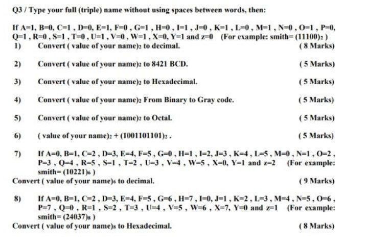 Q3 Type Your Full Triple Name Without Using Sp Chegg Com