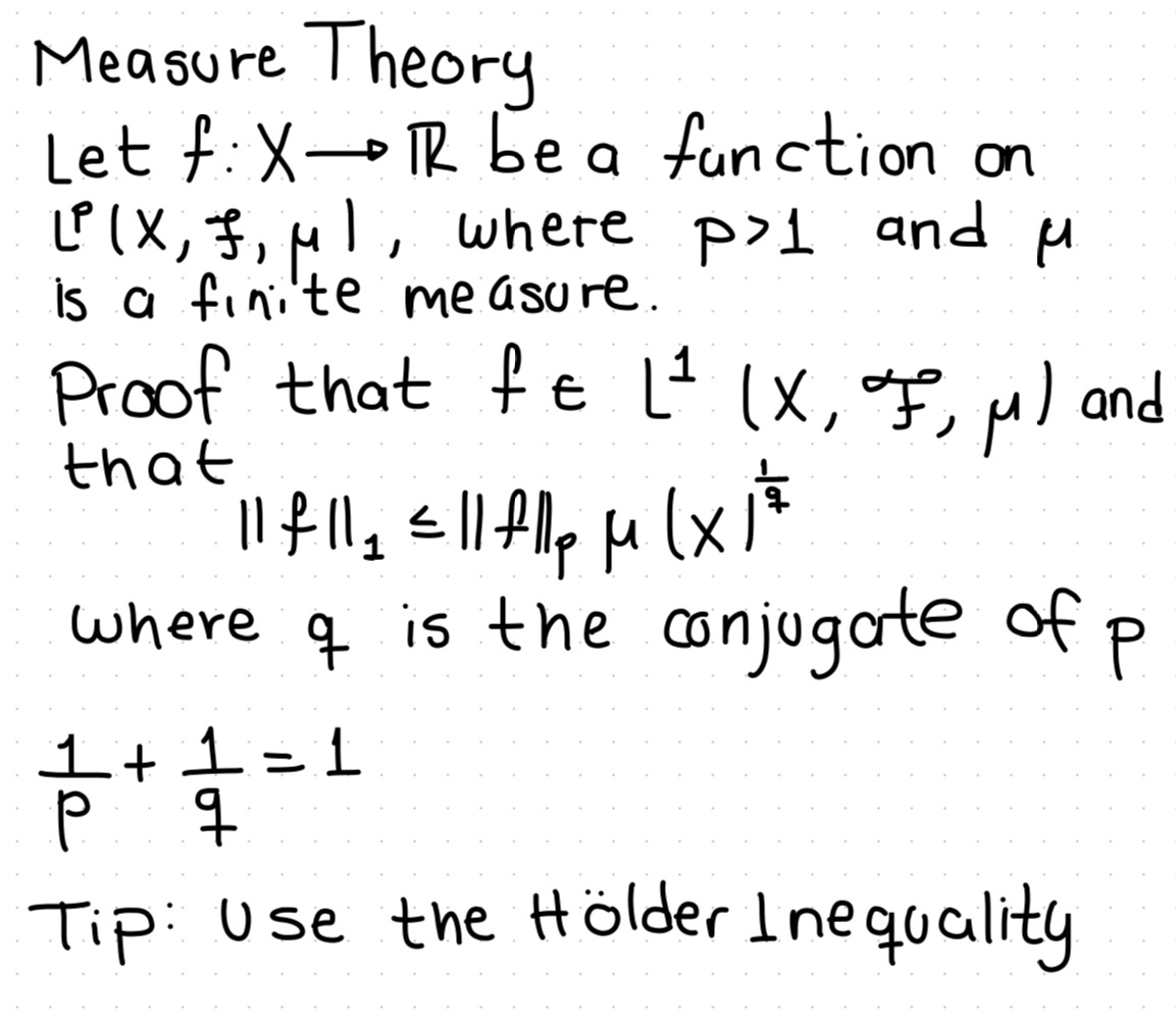 Solved Measure Theory Let f:X→R be a function on lp(x,f,μ), | Chegg.com