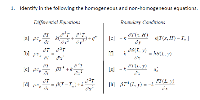 Solved 1 Identify In The Following The Homogeneous And Chegg Com