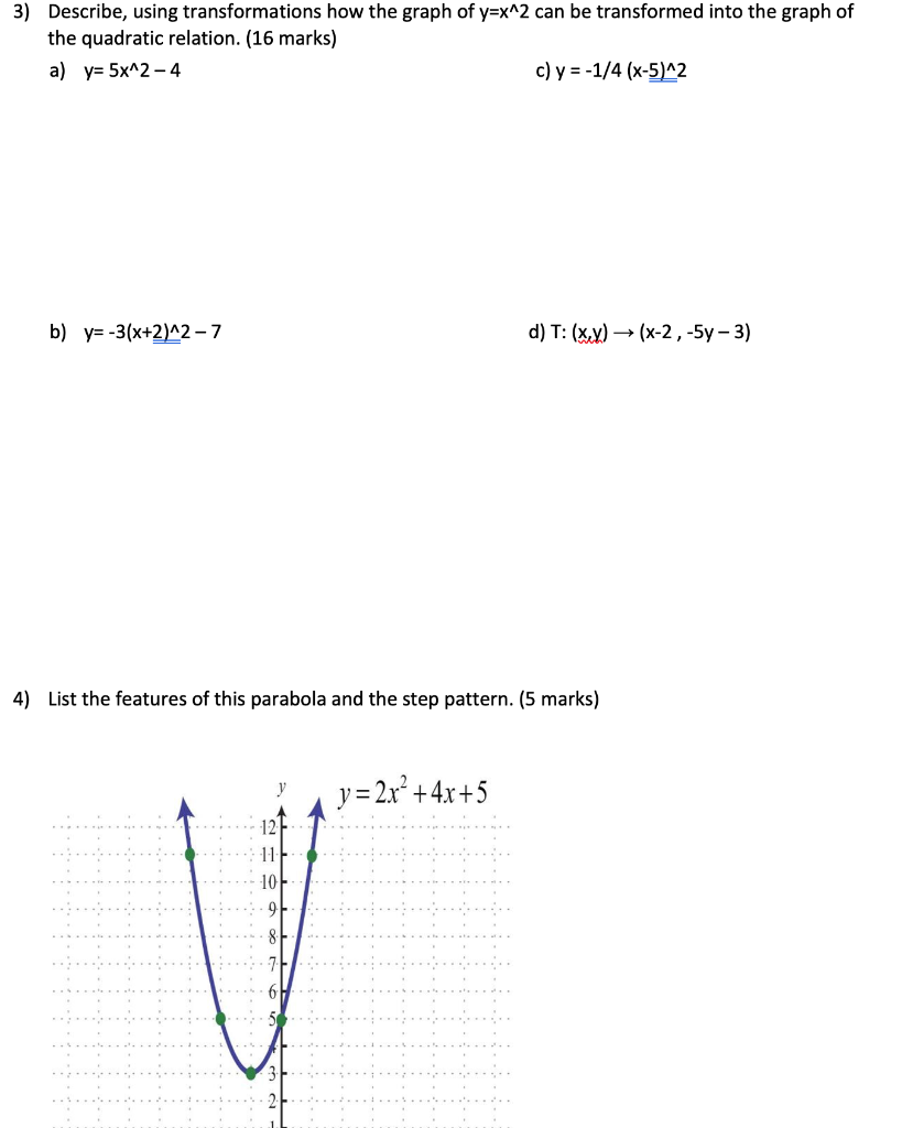 Solved 3 Describe Using Transformations How The Graph Of Chegg Com